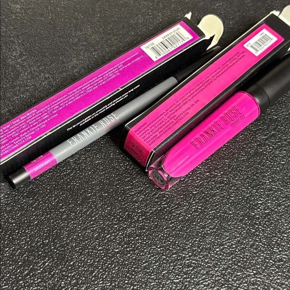 Bundle Frankie Rose Lip Liner & Lip Gloss Bundle New in Box Passion Plum Tease